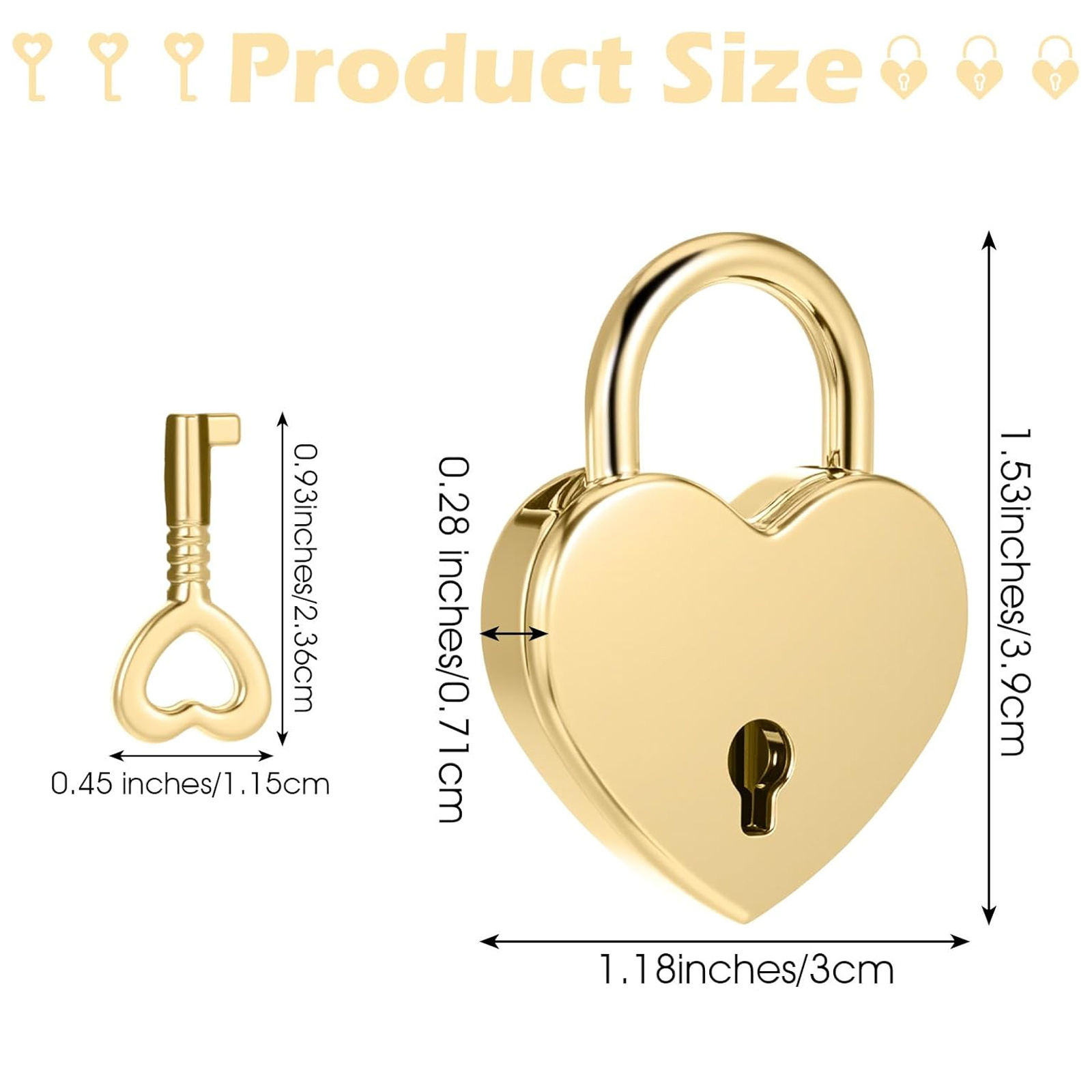 Customized Mini Heart-Shaped Padlock with Key for Necklaces